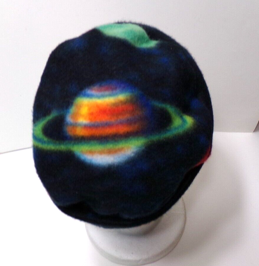 SPACE PLANETS FLEECE ROLLED BRIM WINTER HAT THERMAL STRETCHY h88cr