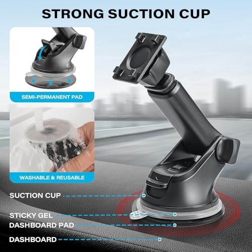 Replacement Suction Cup Car Mount for CarPlay Screen with Quick Extension