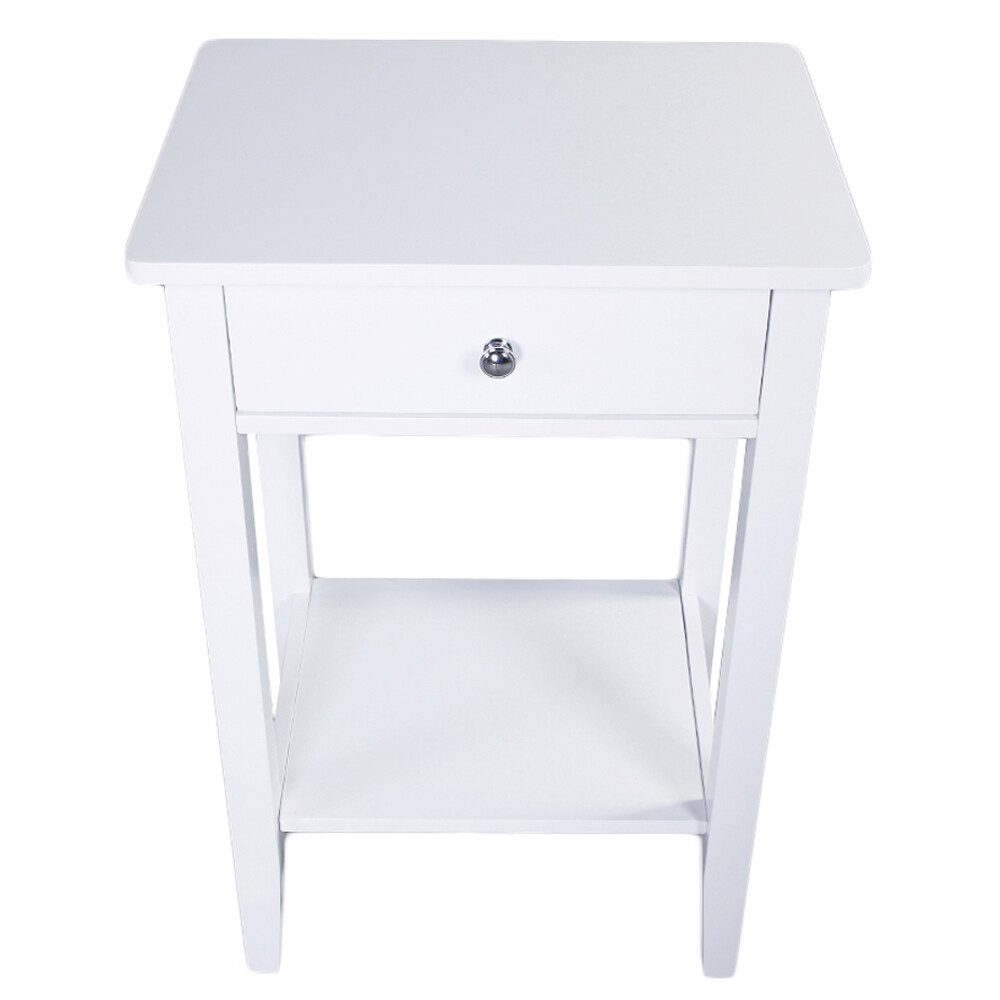 AUTOFOREVER White Paint Pull Ring Handle Single Drawer Bedside Table