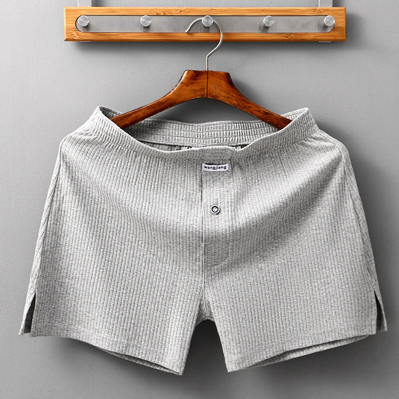 Men's Cotton Underwear Loose Boxers Shorts Cotton Soft Beach Pants Open Flying