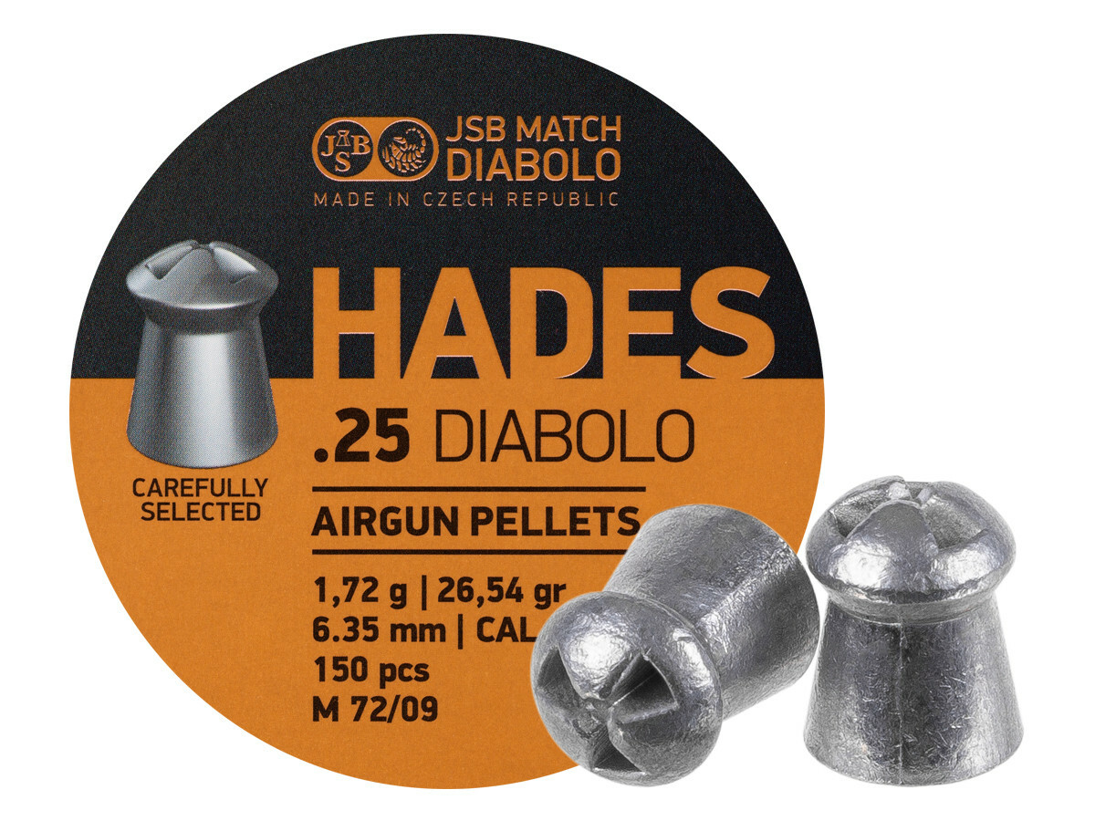 JSB Match Diabolo Hades .25 Cal 26.54gr. Hollowpoint 450 Count (3 tins 150)