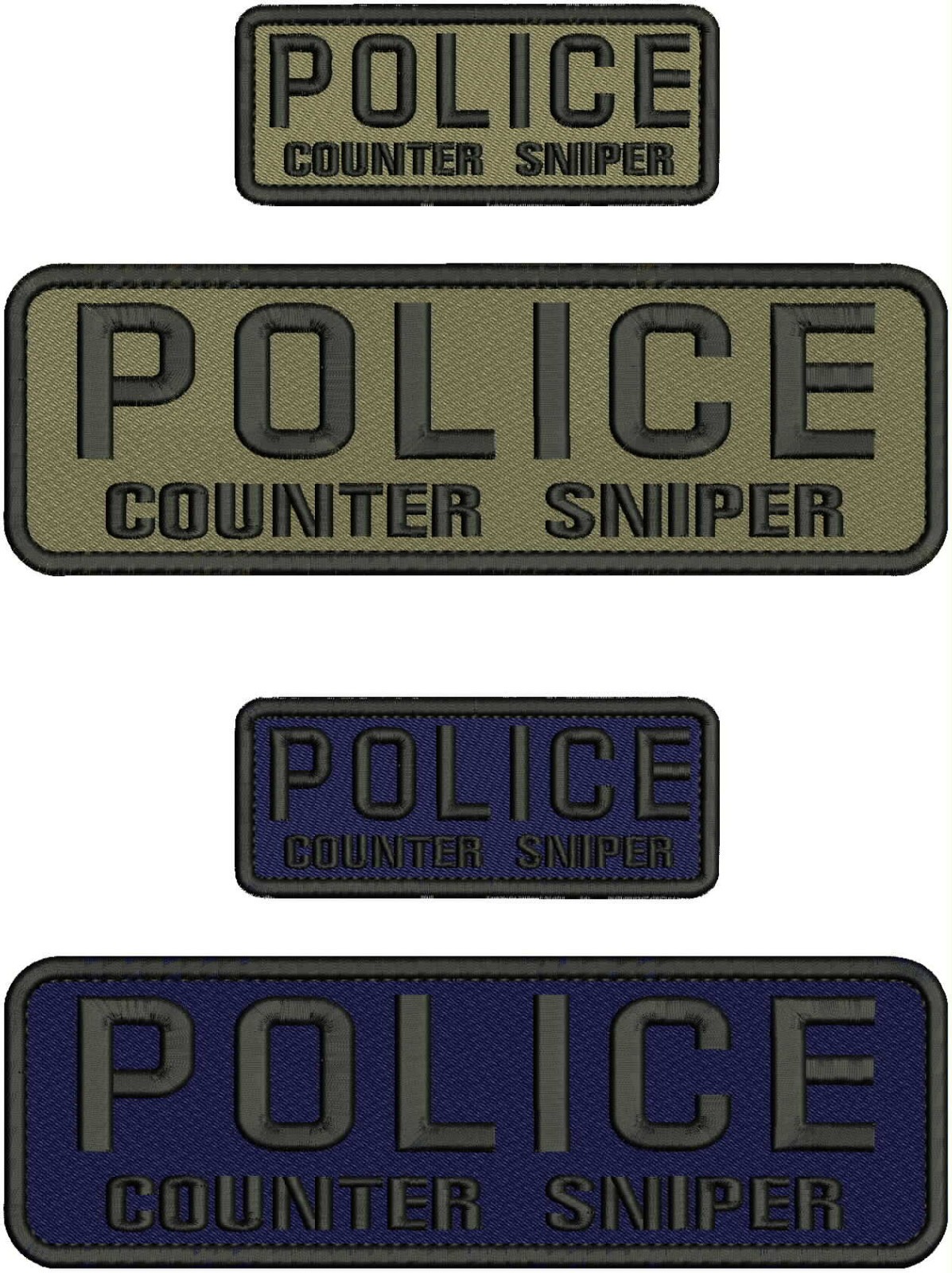 POLICE COUNTER SNIPER 4  EMBROIDERY PATCH 3X10 and 2x5 hook ON BACK NAVY BLUE