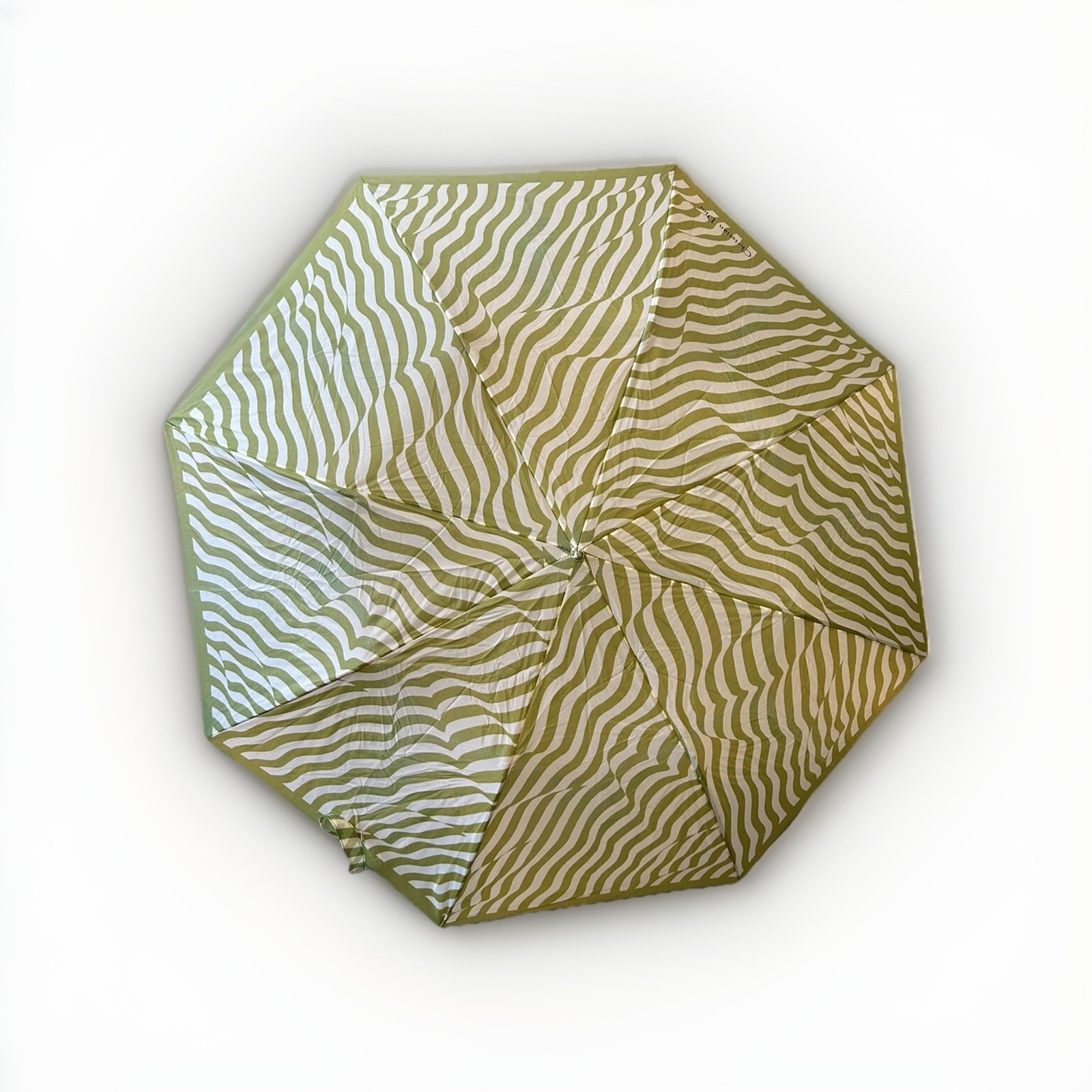 Christian Dior Umbrella Folding Compact Green With Cover Case Vintage Gift Fun