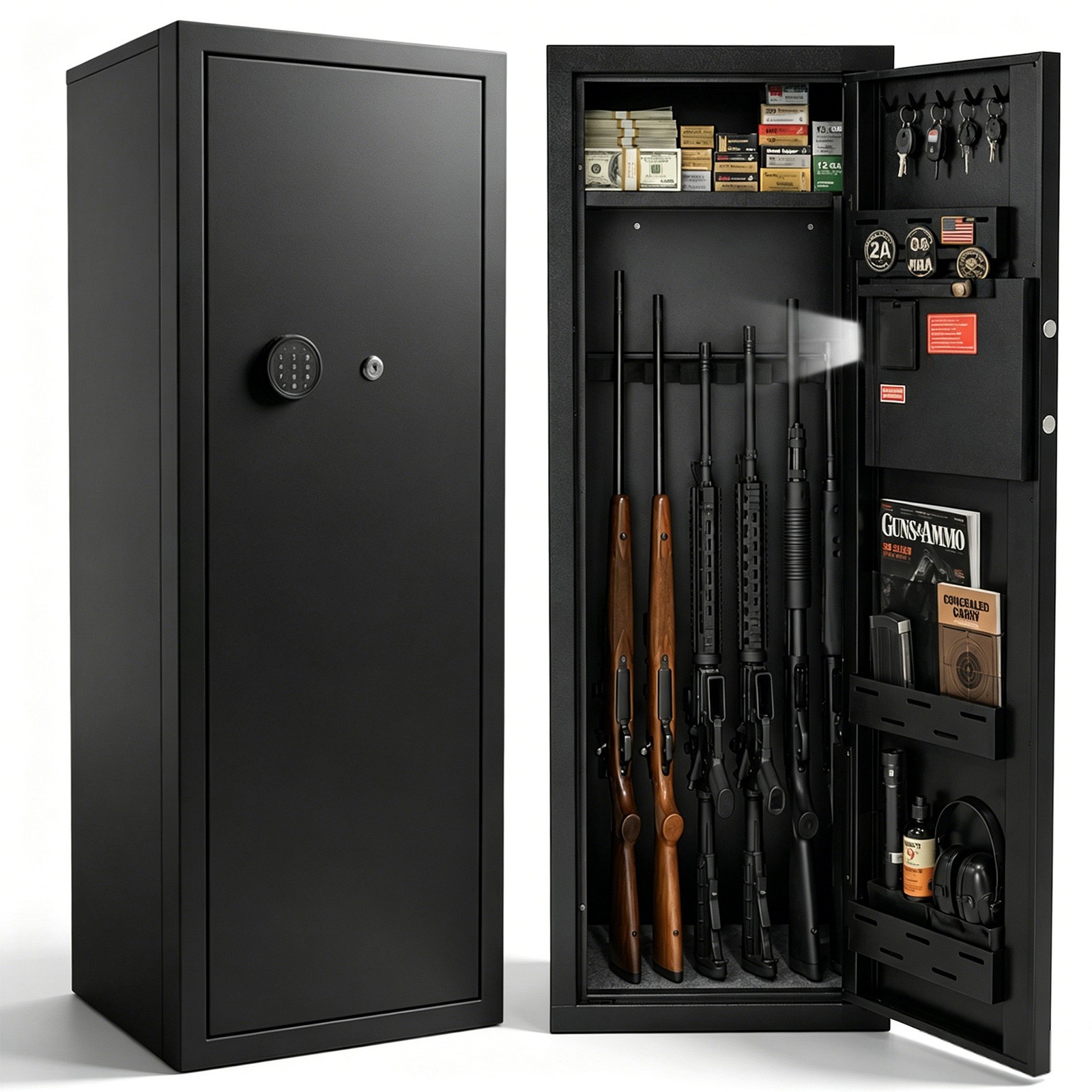 Clickoods Gun Safe for Rifles & Pistols 10-14 Capacity Digital Keypad Lock