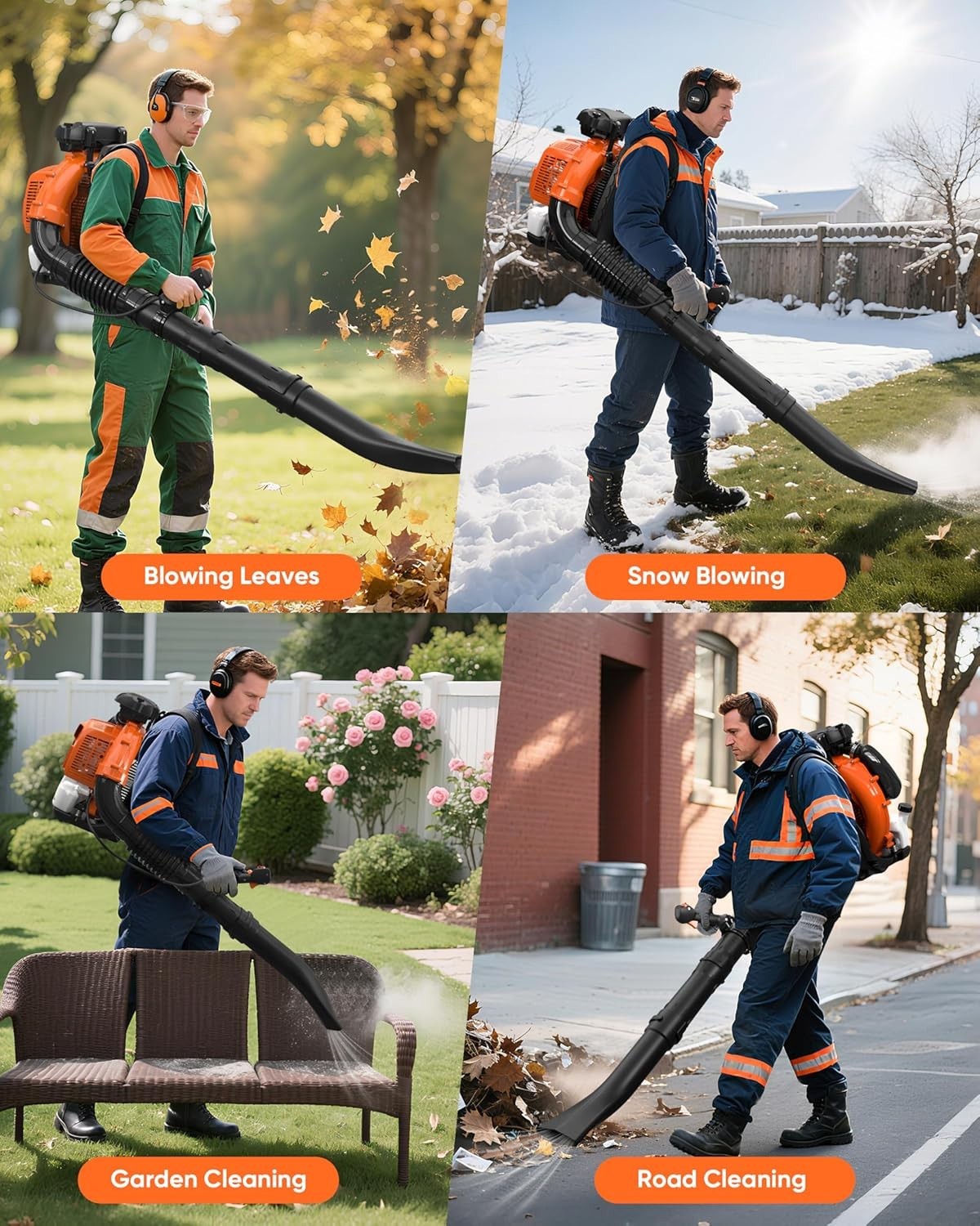Powerful Backpack Blower Gas Leaf Blower 75.6cc 2-Stroke 847CFM 236MPH