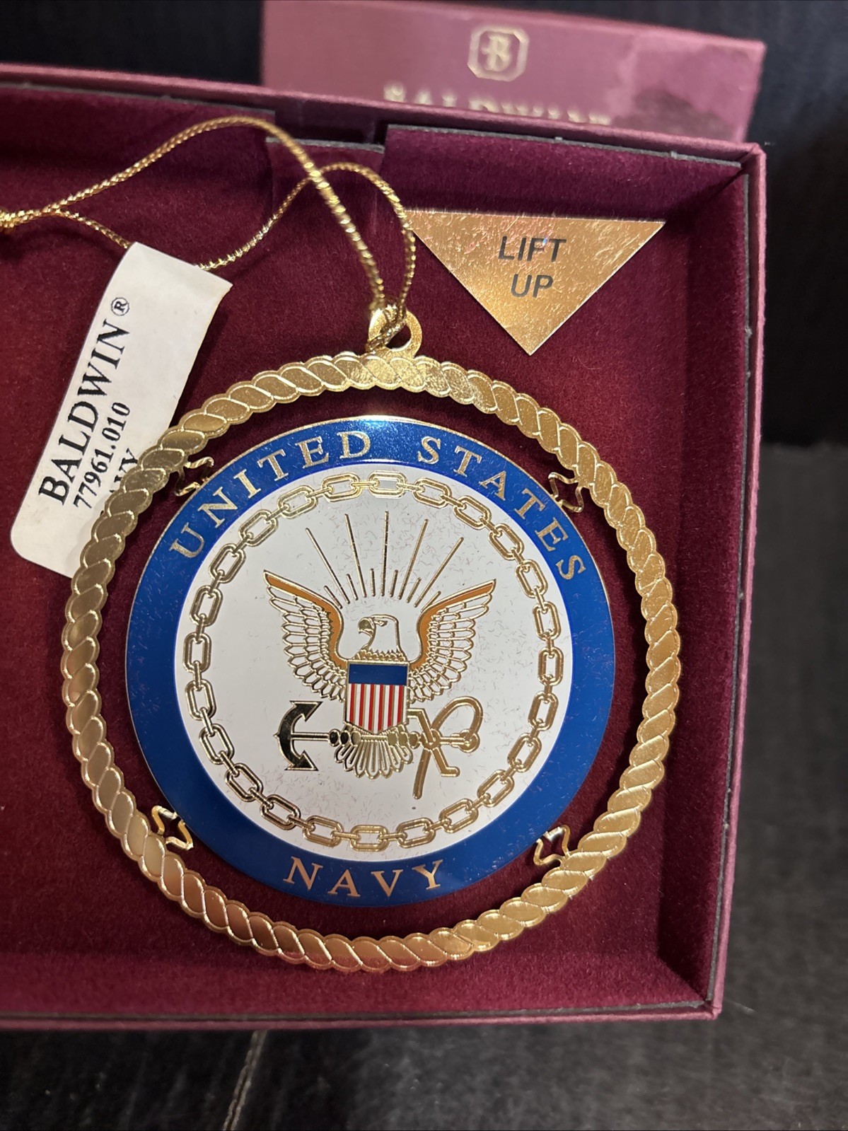 United States Navy Ornament Baldwin W/ Display Stand NEW Vintage USA Eagle