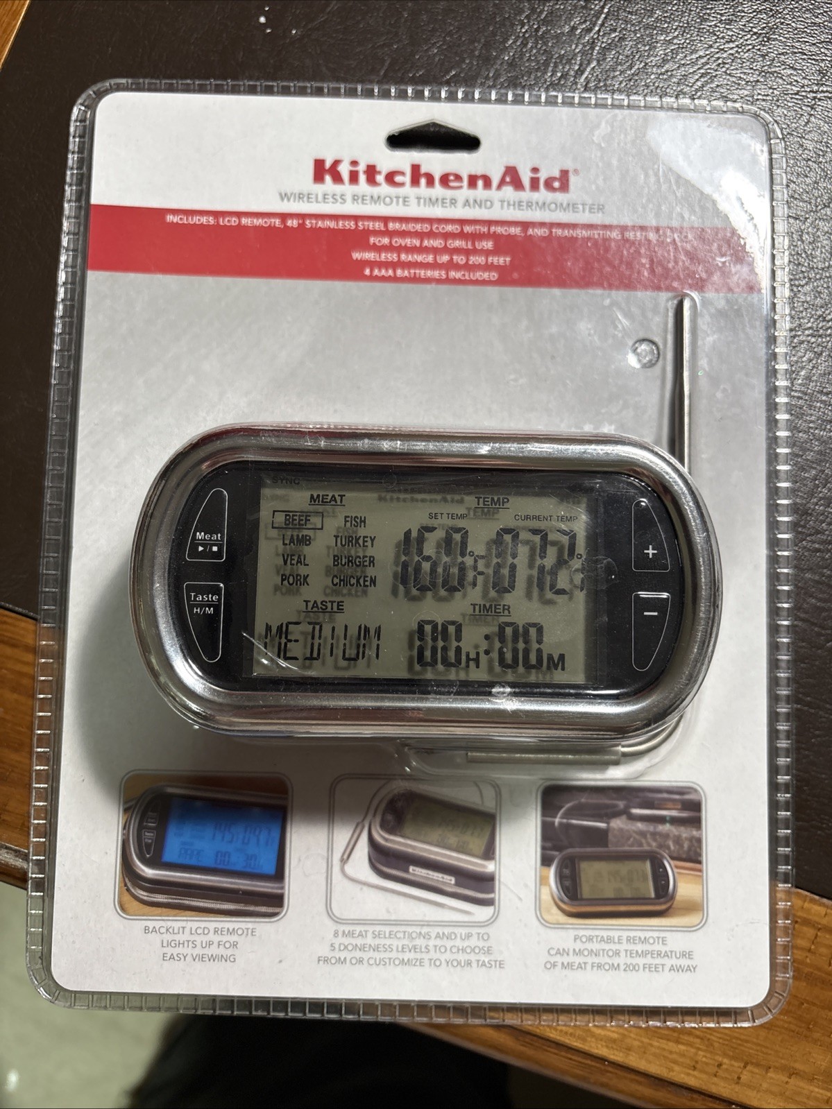 KitchenAid Wireless Remote Timer&Thermometer,Probe 200 Foot Range, New! Sealed
