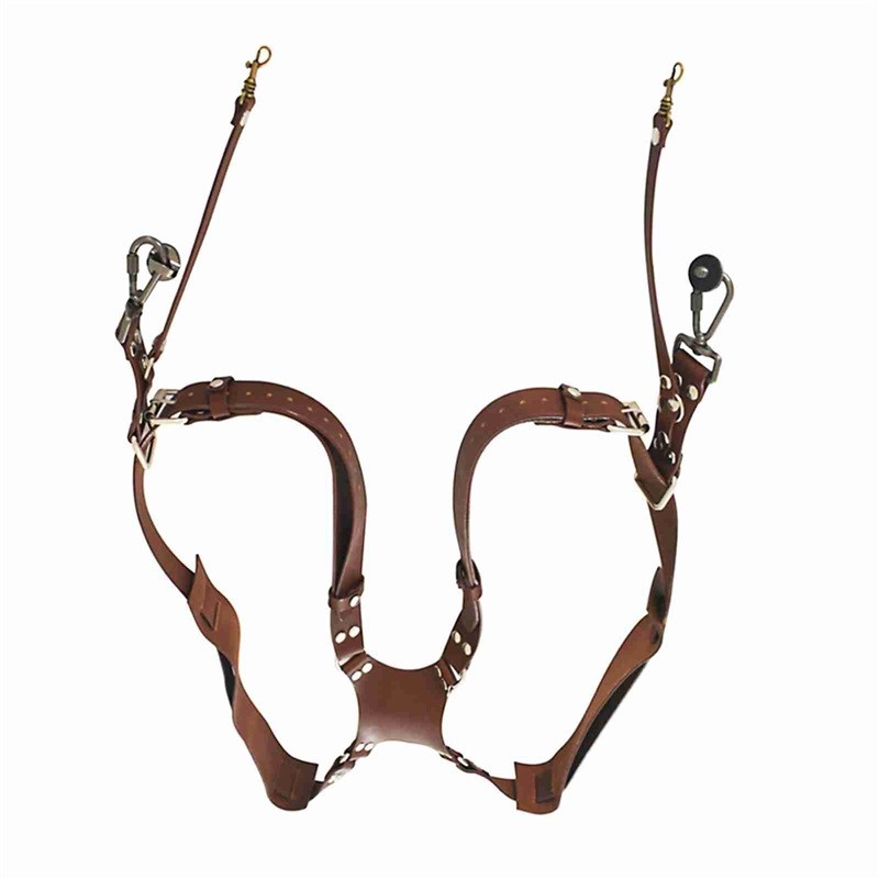 Leather Dual Shoulder Camera Strap Adjustable Camera Harness Rivet Design