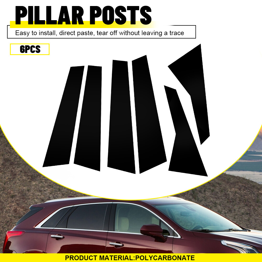 6x Gloss Black Pillar Posts For Cadillac XT5 2017-2023 Trim Piano Cover Window