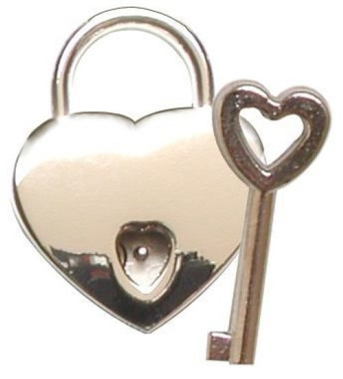 Small Heart Padlock Polished Nickel jewelry box girl pouch purse bag chrome