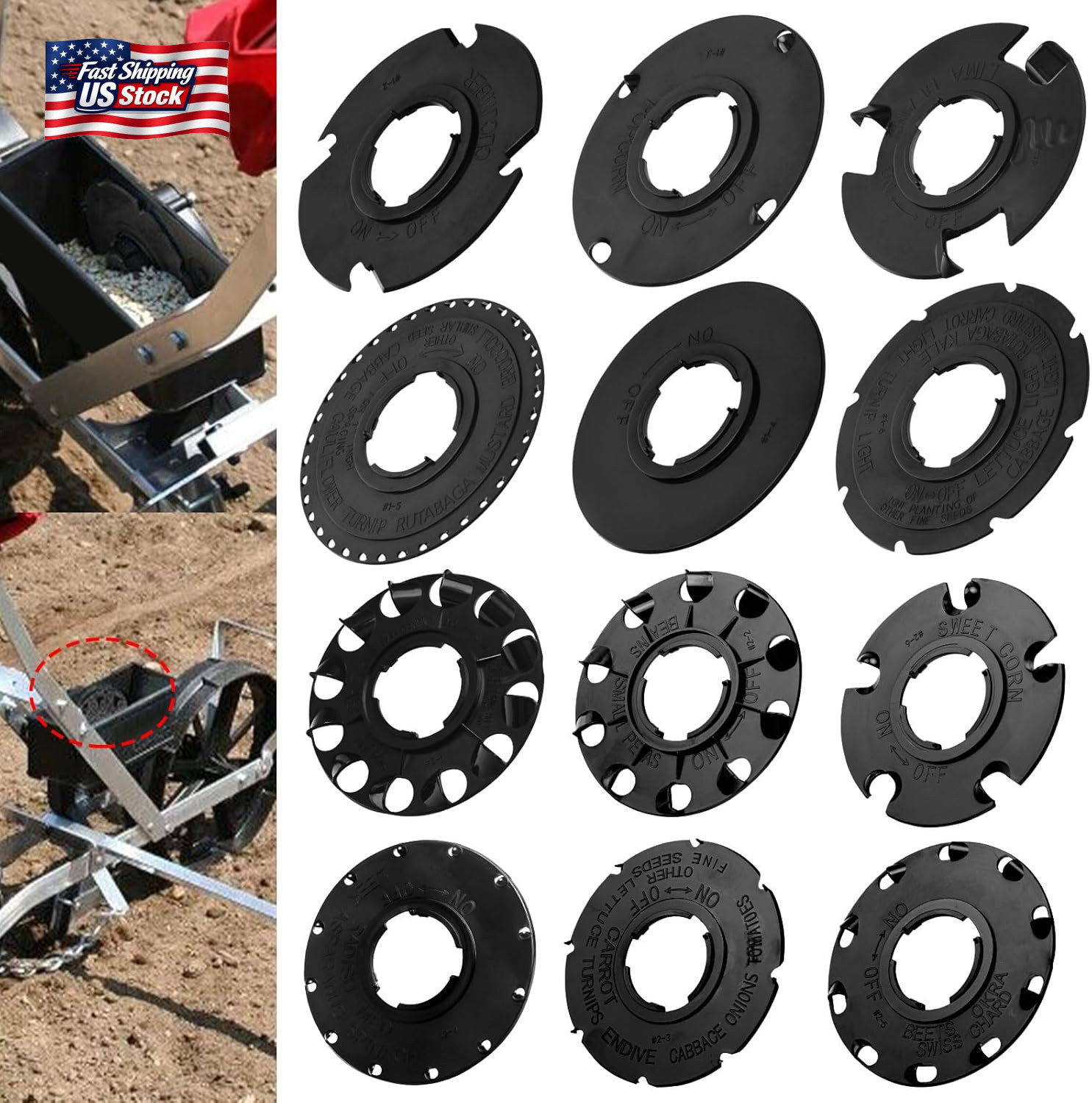 60009 60010 Optional Seed Plate 12 Set for Earthway 10001 1001-B Garden Seeder P