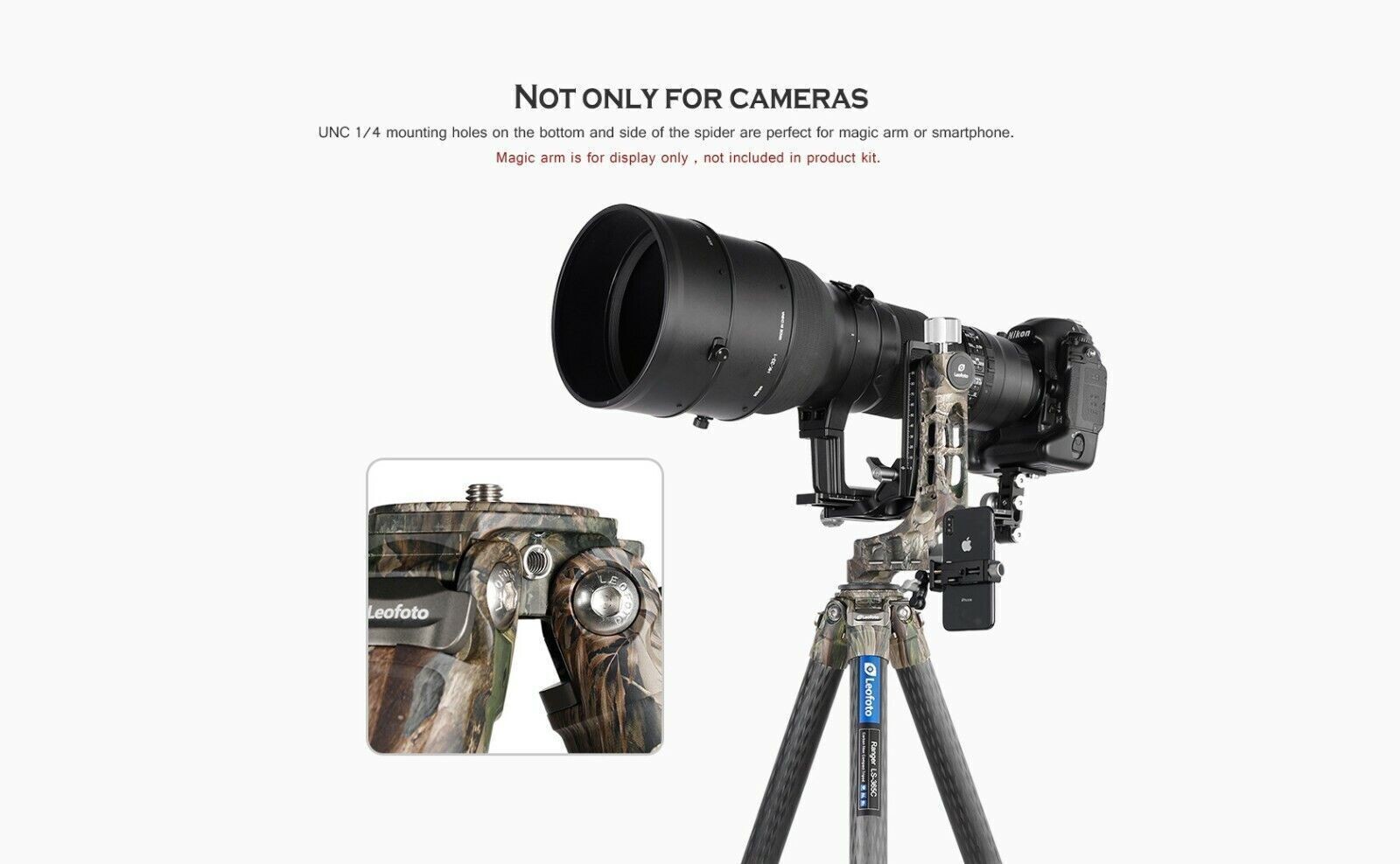 Leofoto LS-365C + PG-1 Camouflage Carbon Fiber Tripod + Gimbal Head