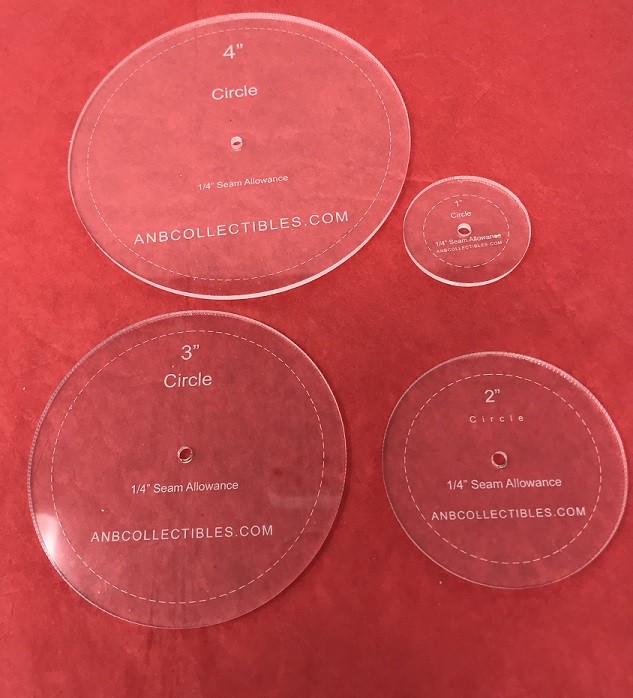 Acrylic Circle Quilting Template Set  (set of 4) (1", 2", 3", 4")