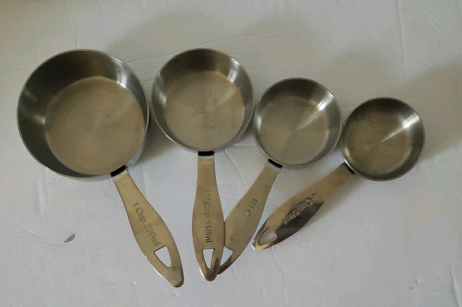 Crate & Barrel Stainless Steel Heavy Duty Measuring Cups Set of 4 Nesting