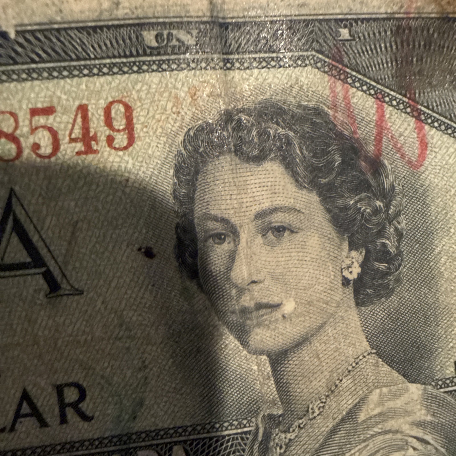 1954 Vintage Canadian 1 Dollar Currency, $1 Queens Devils Hair Note