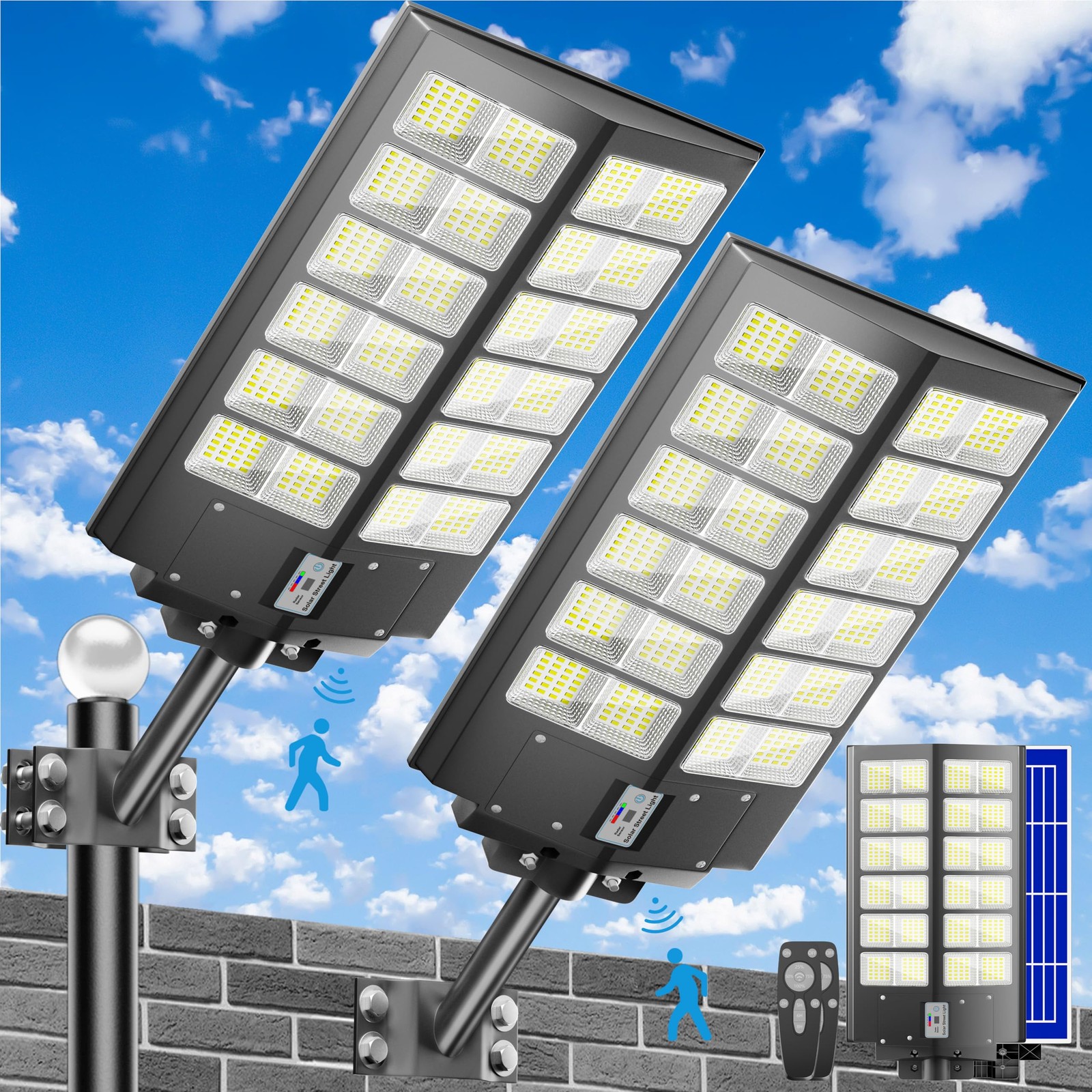 Solar Street Light Dusk to Dawn 6000W, 600000LM, 7000K Brightness, IP67 Water...