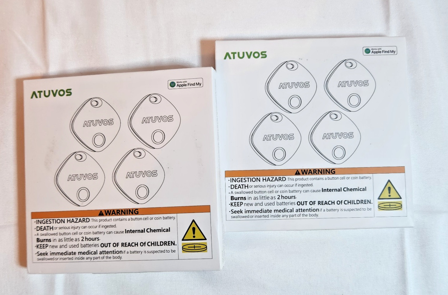 ATUVOS Vos Tag AT2301 Apple Find My Bluetooth Trackers Lot of 2 8 Tags White New