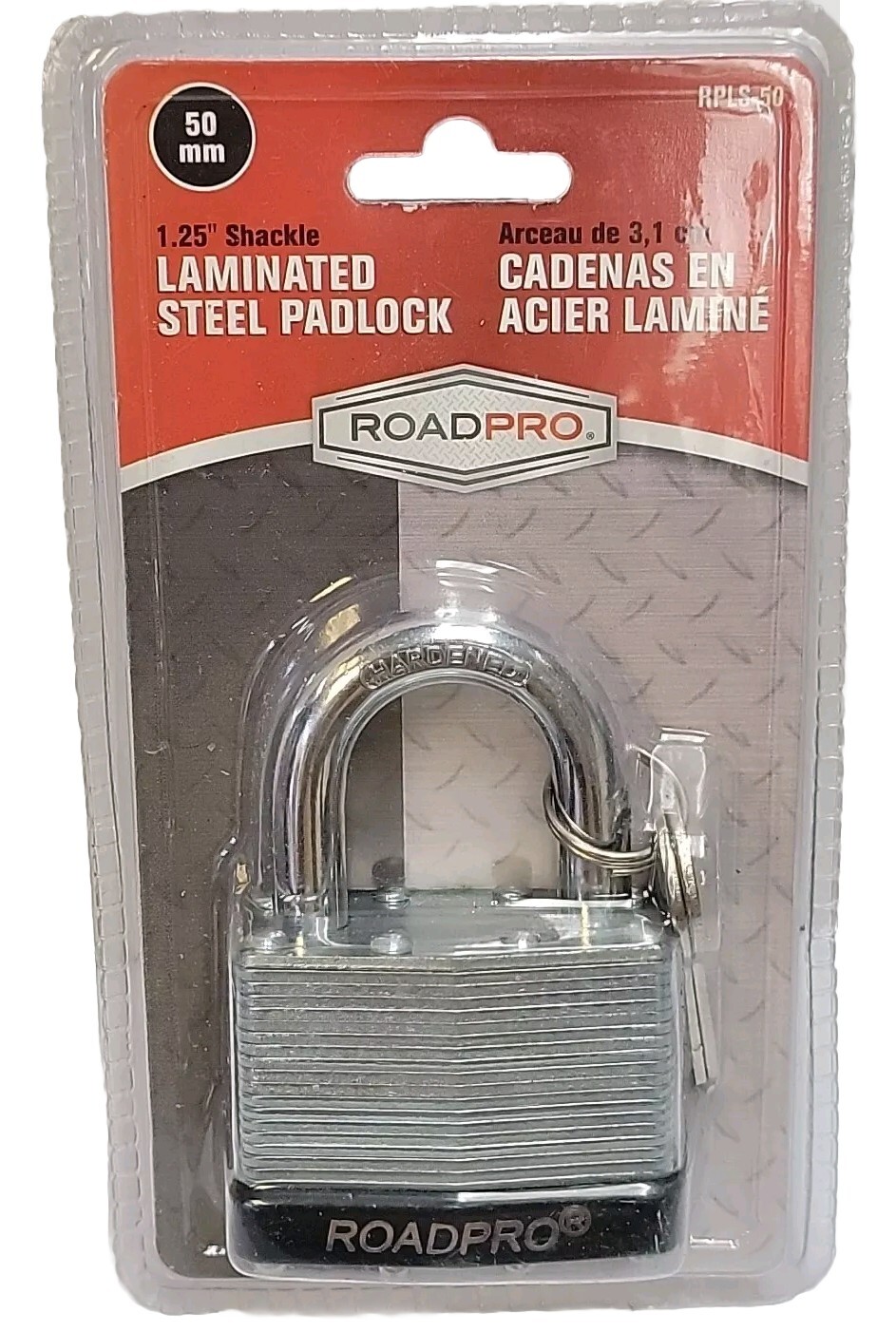 Roadpro RPLS-50 50mm Laminated Steel Padlock with Bumper Guard and 1.25" Shackle