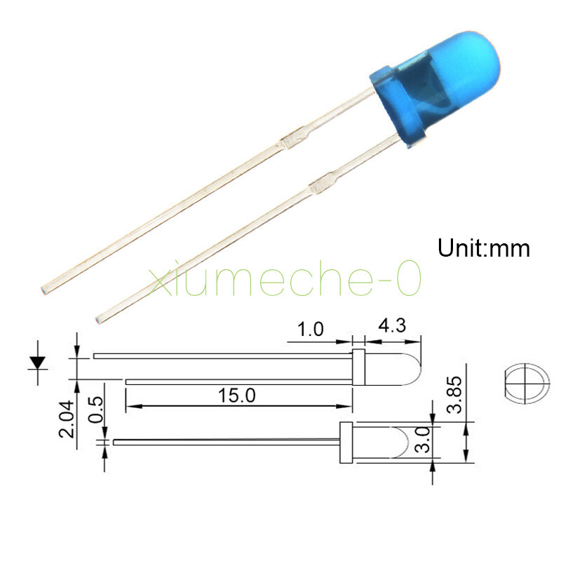 100PCS LED 3MM BLUE COLOR BLUE LIGHT Super Bright