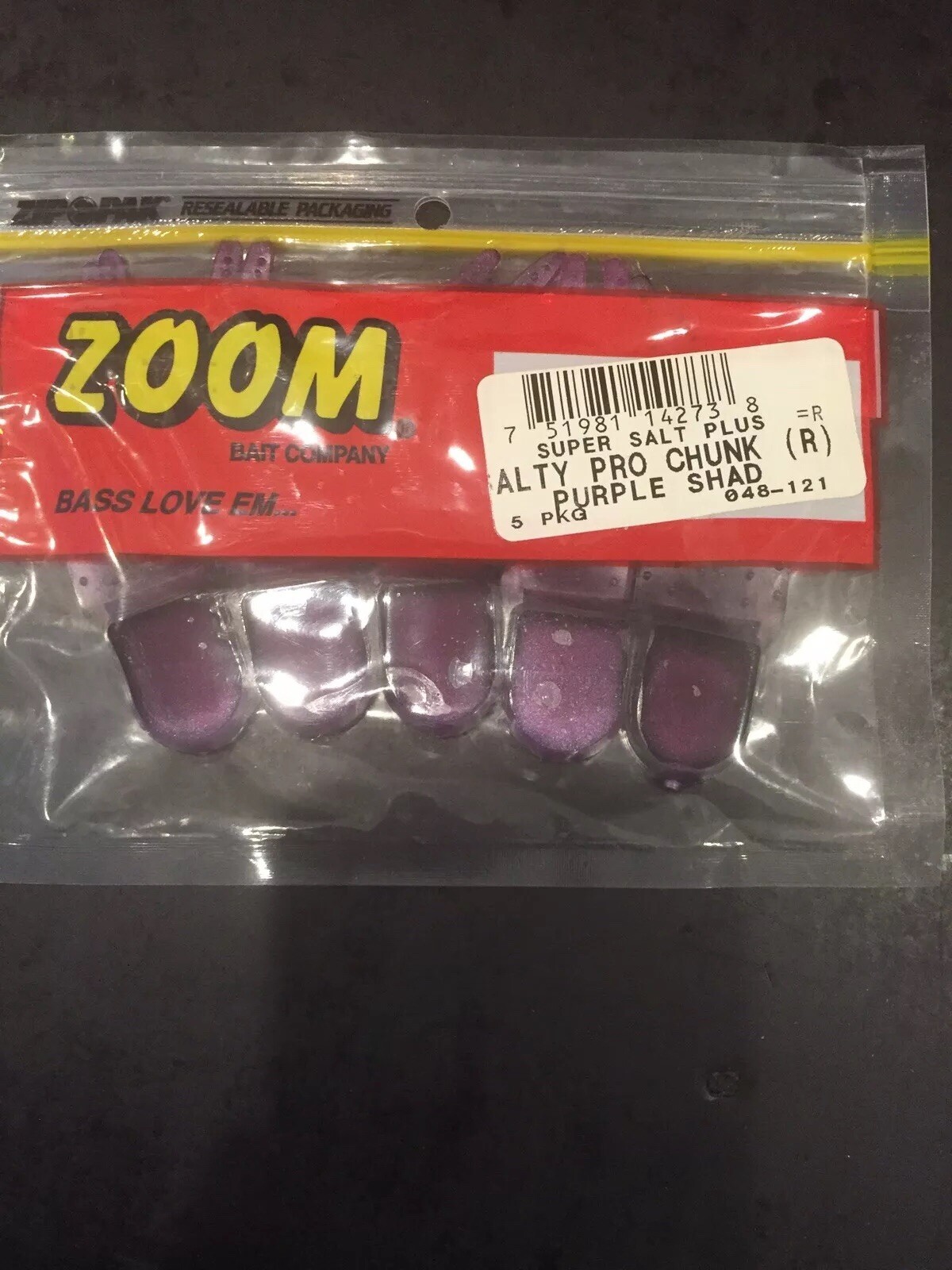 Zoom Salty Pro Chunk 3 1/2" 5pkg Purple Shad