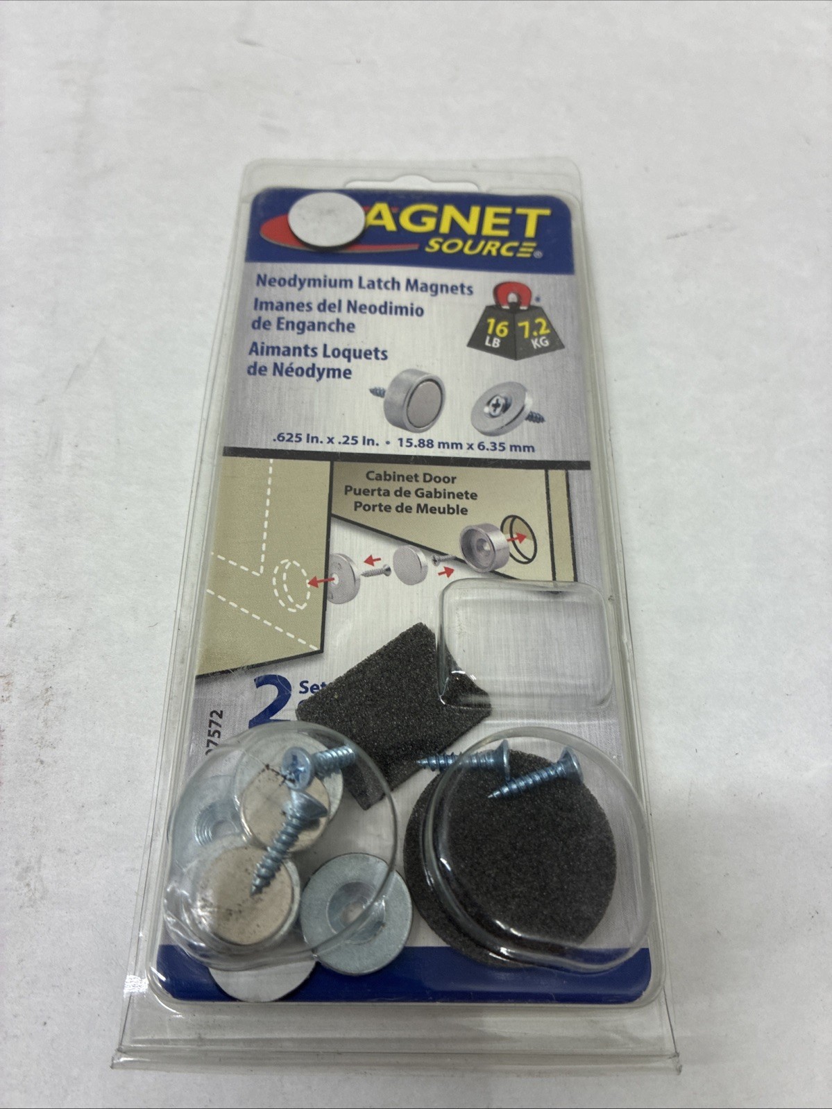 (2-Pk) Power Magnetic Latch Kit 16 lb. Pull for Cabinet Doors  NEW