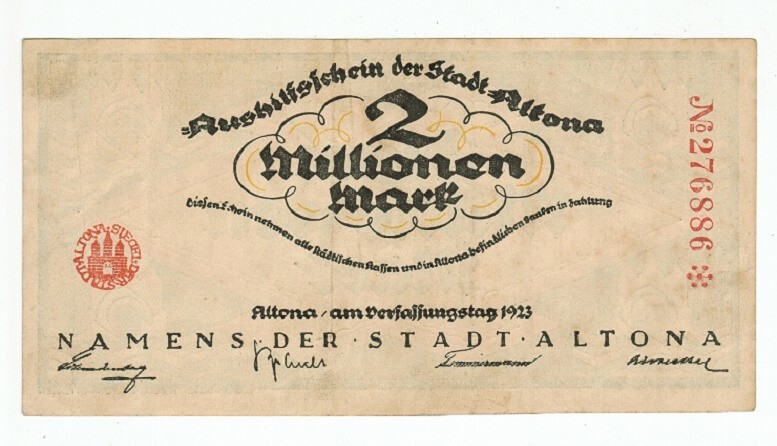 GERMANY BANKNOTE 2 MILLION MARK STADT-ALTONA 1923