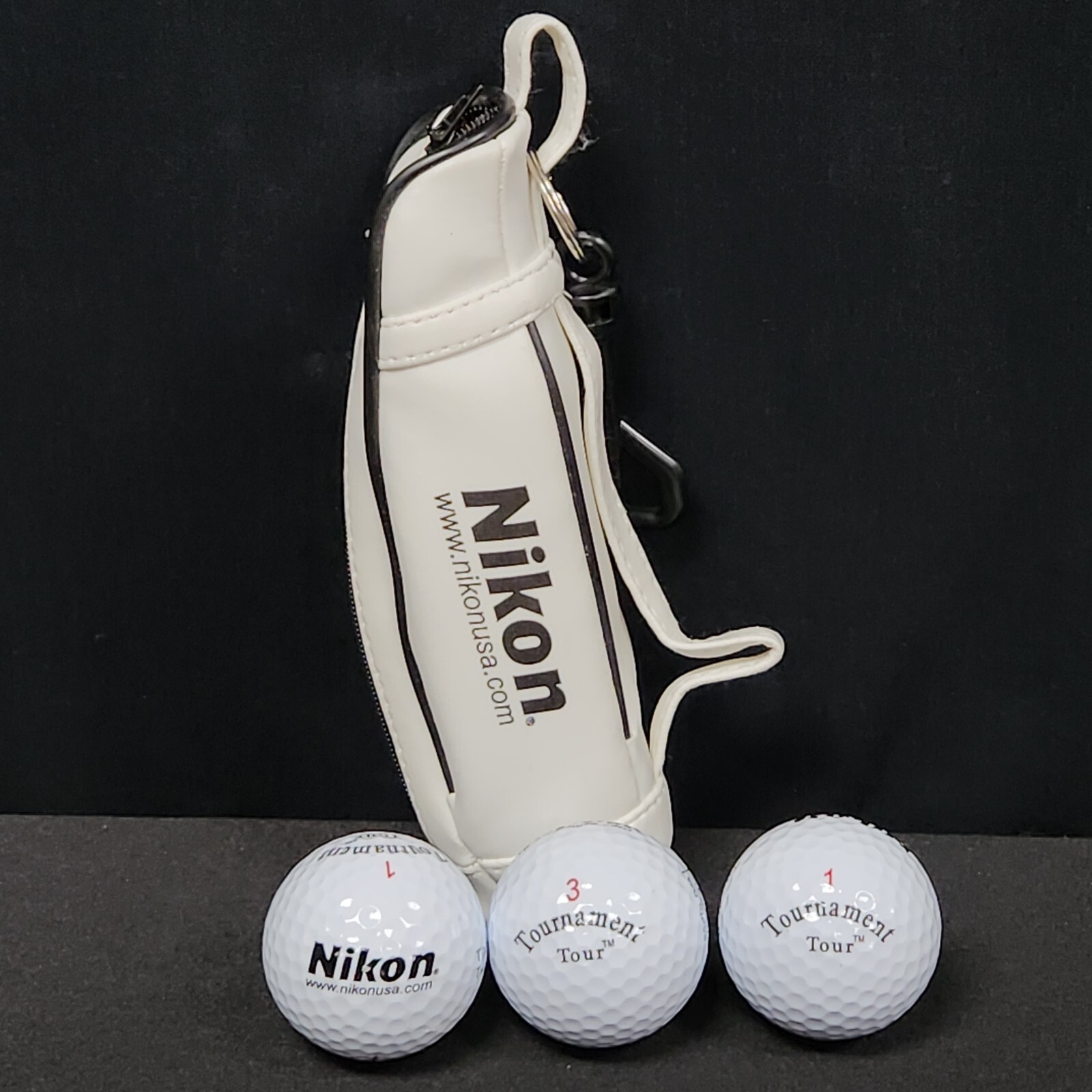 Nikon Golf Ball Set with Mini Bag Tournament Tour Promo Swag Advertisement Balls