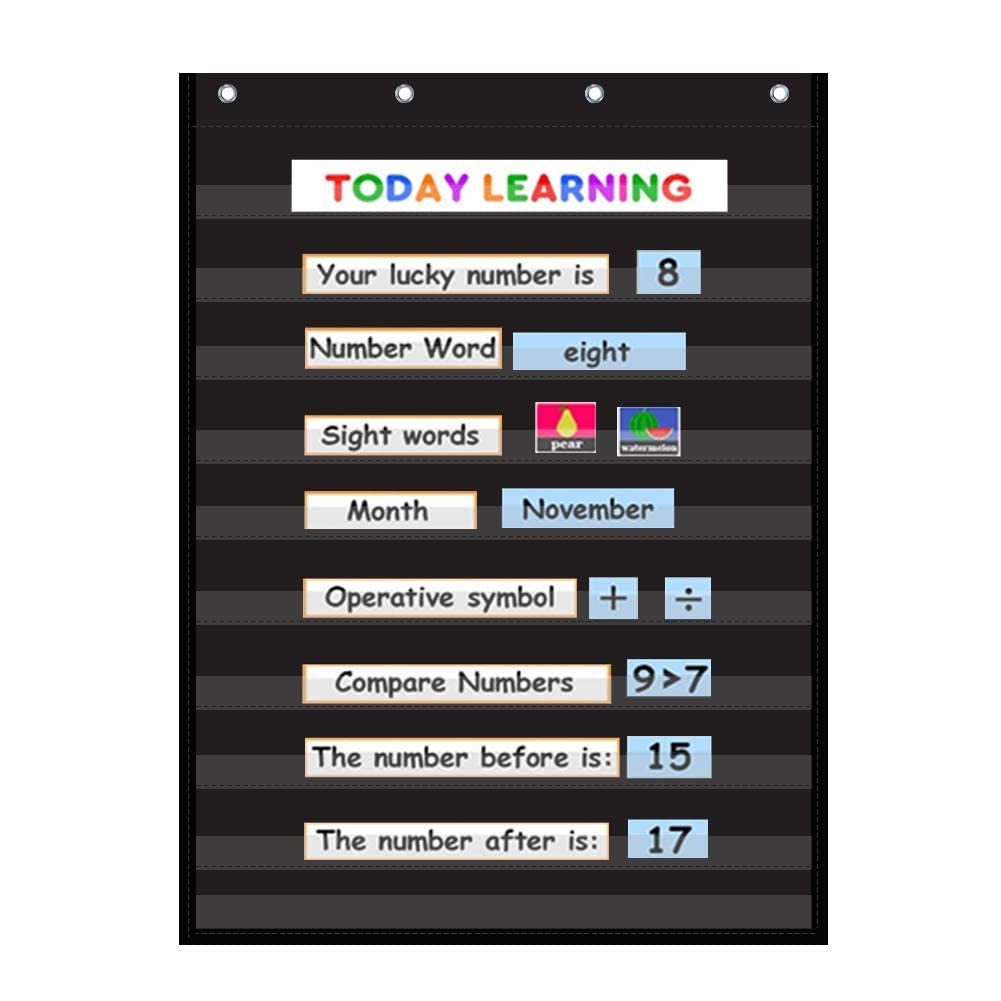 Vnom Standard Pocket Chart Clear 10 Pockets Chart For Classroom & Home