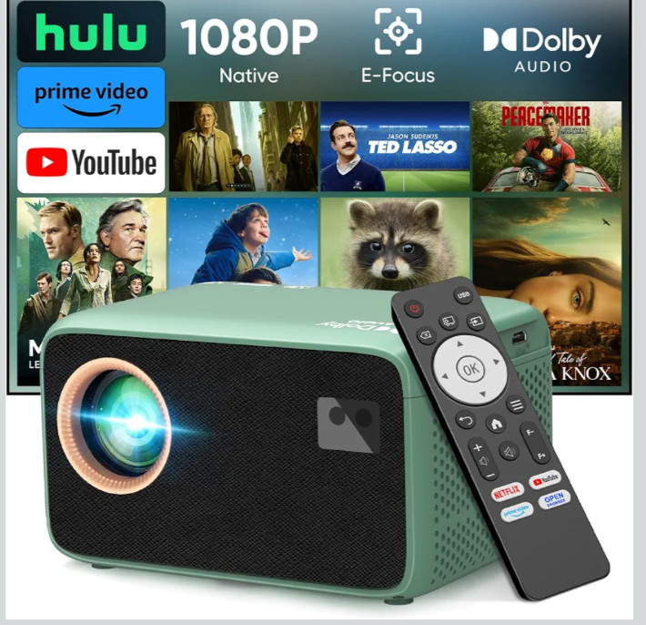 TMY 4K Projector with WiFi BluHome Theater Projector TMY 4K Gaming Camping Green