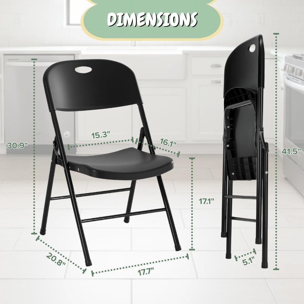 1, 2, 4, 8-Pack of Heavy Duty Foldable Plastic Chair for Events, Party, Weddings