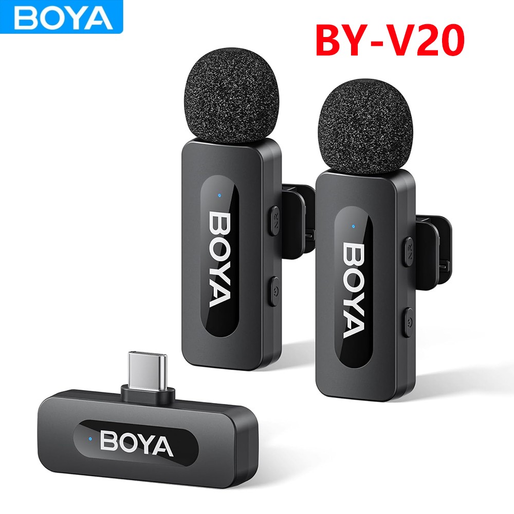 BOYA BY-V20 Wireless Microphones for iPhone 17/16/15 & Android/Laptop with USB-C