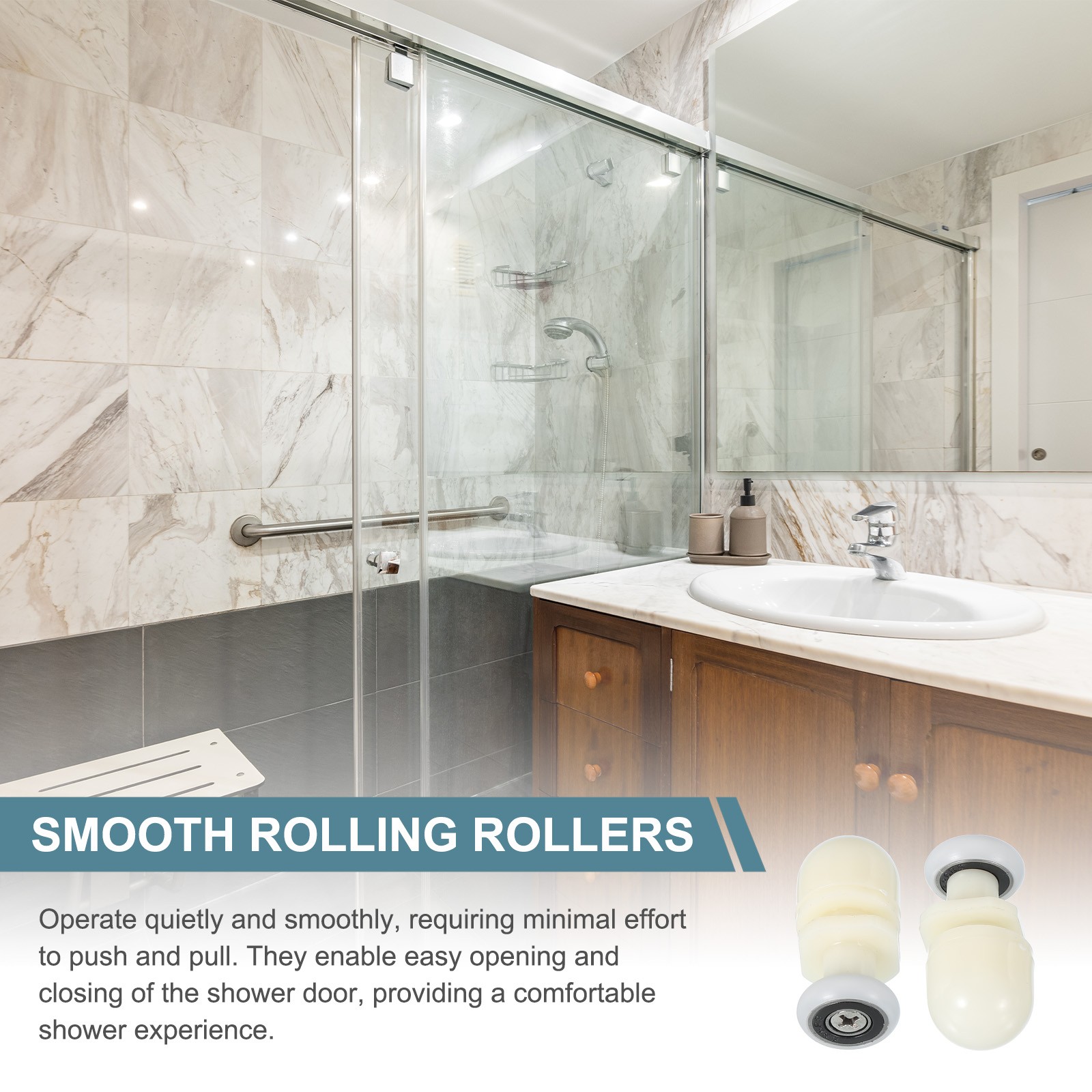 4 Pcs 19mm Shower Door Rollers Wheels Replacement White