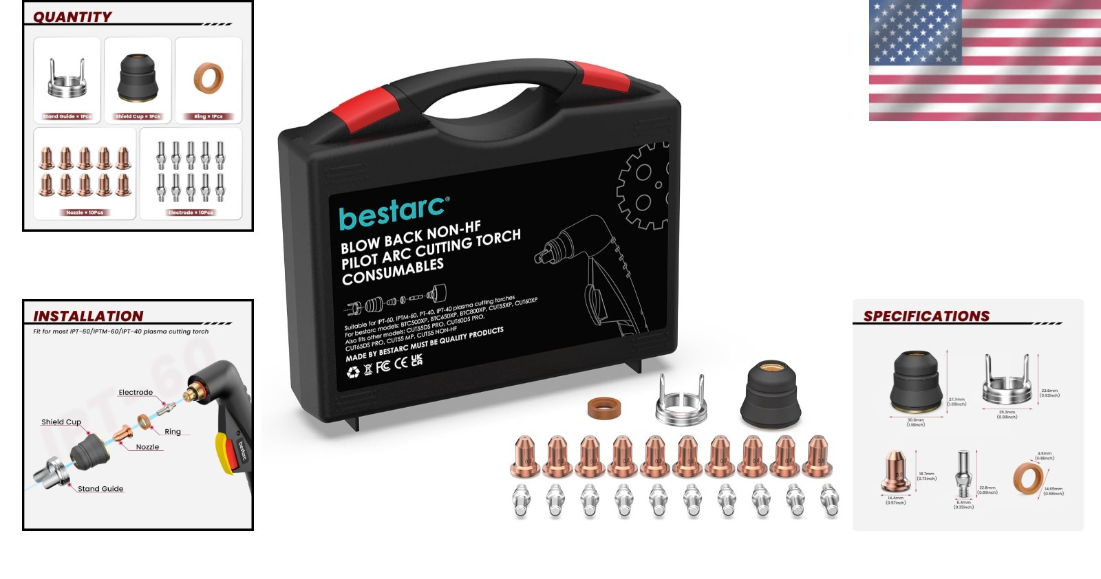 Complete Kit of 23Pcs Plasma Cutting Consumables for Efficient Torch Performance