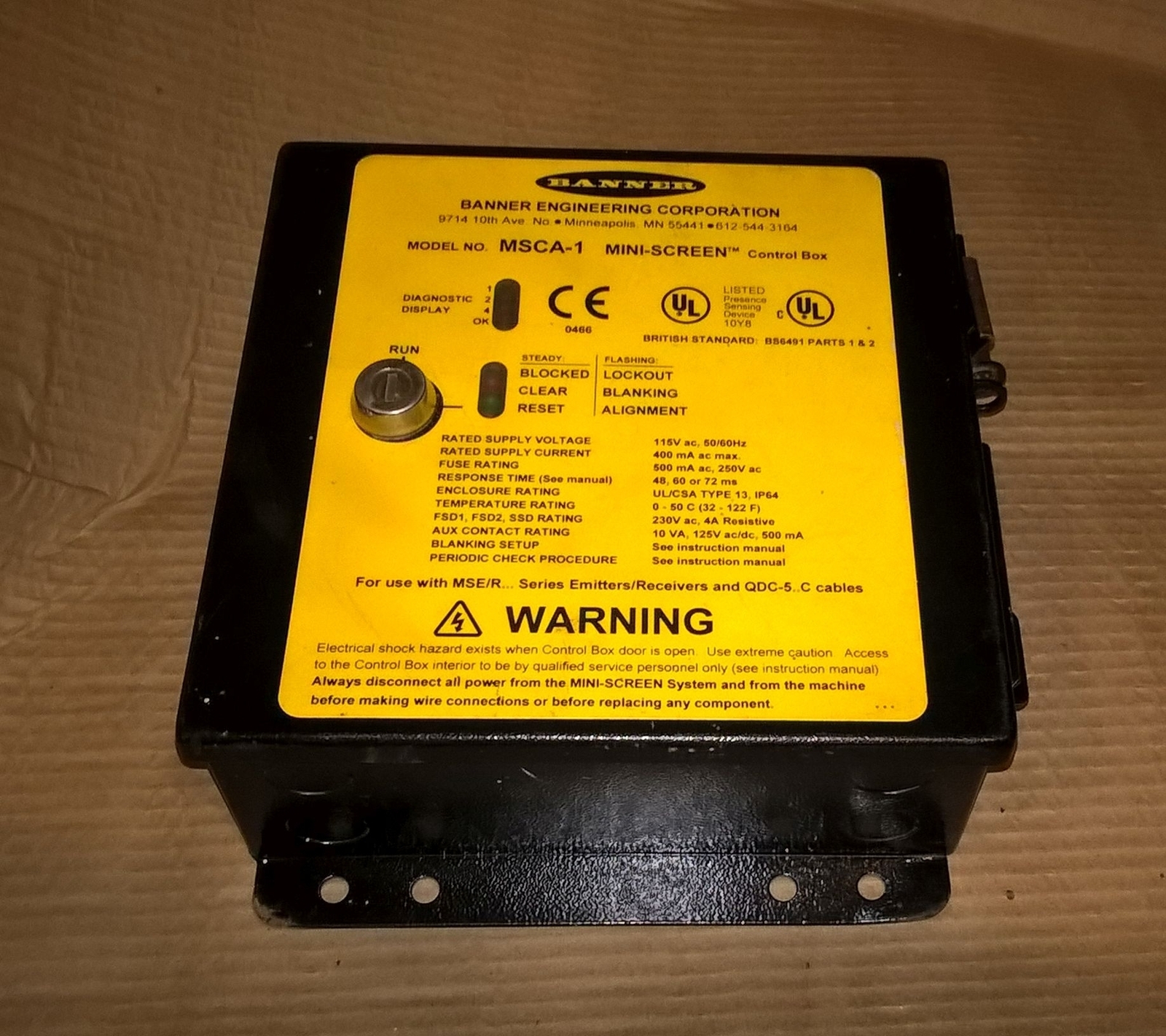 BANNER MSCA-1 MINI-SCREEN CONTROLLER BOX -USED