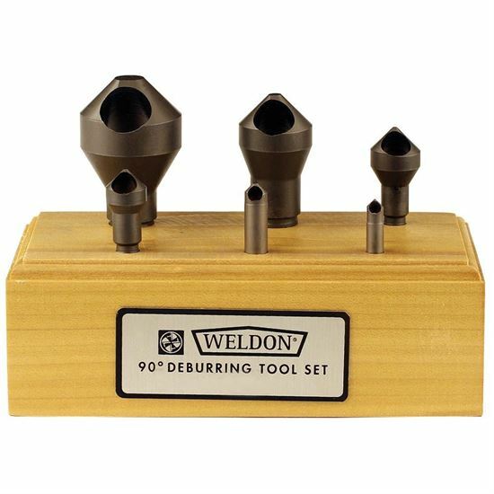WELDON 90DB 90 DEG ZERO FLUTE COUNTERSINK SET 6 PIECE IN WOOD BLOCK 99040