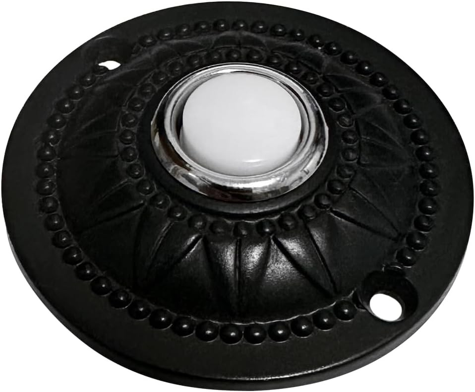 Wired Iron Classic LED Lighted Doorbell Push Button Switch 2.3" For Chime (Black