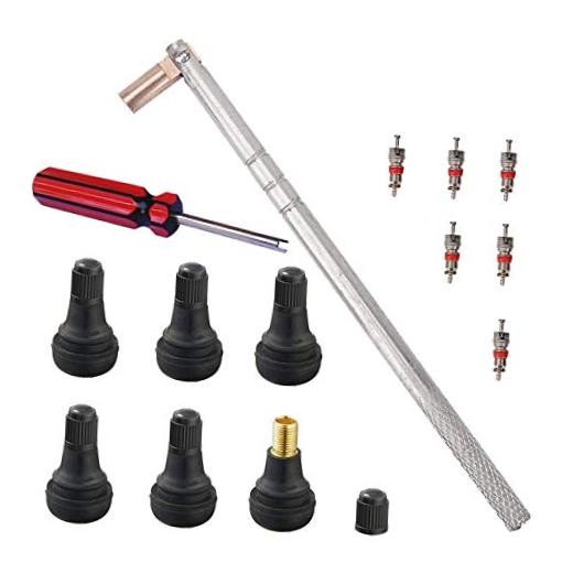 Tire Valve Stem Tool Remover & Installation, 6 Pcs TR412 Snap-in Valve 14 Pcs