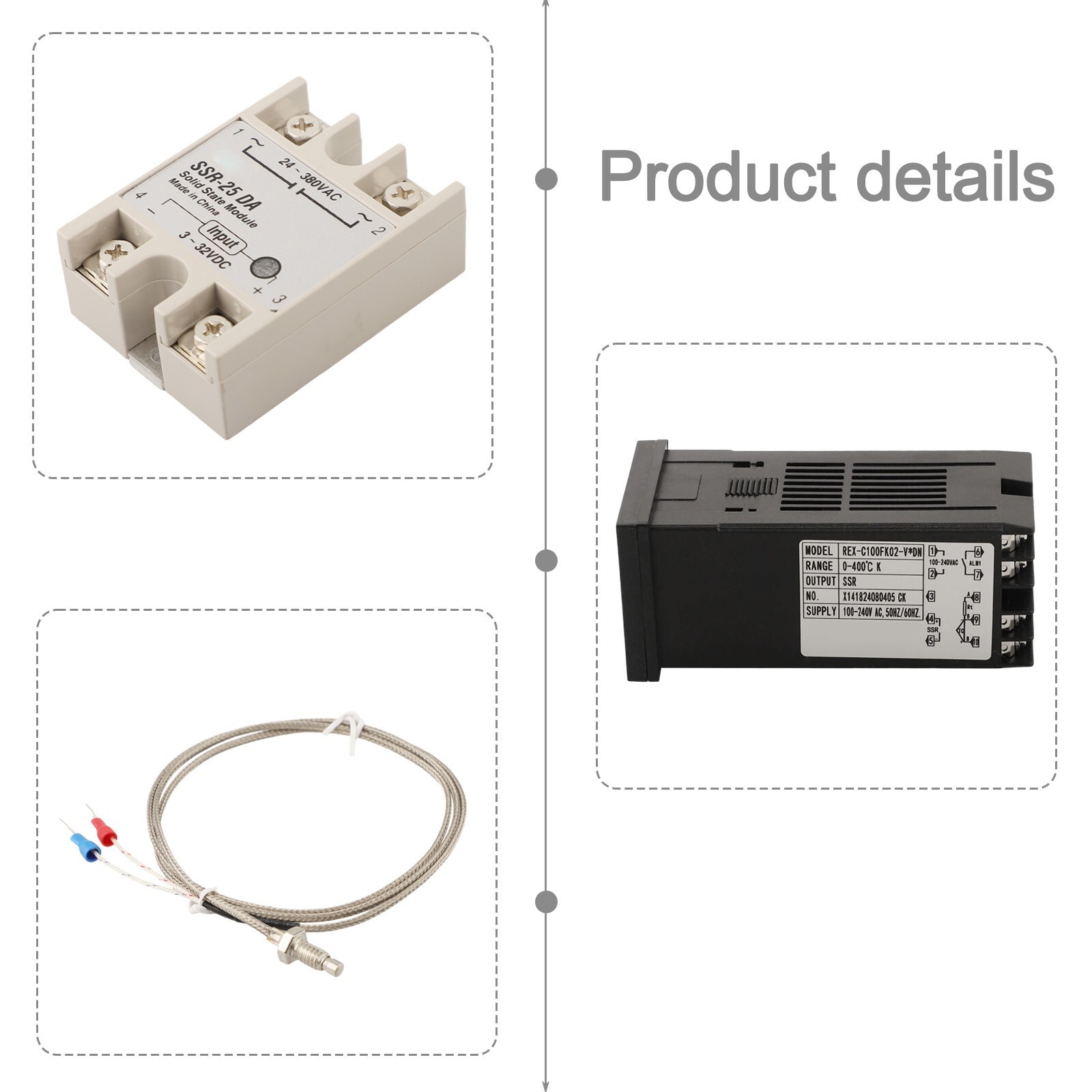 REX-C100 SSR DN+SSR-25DA+M6 British Temperature Controller And Thermocouple