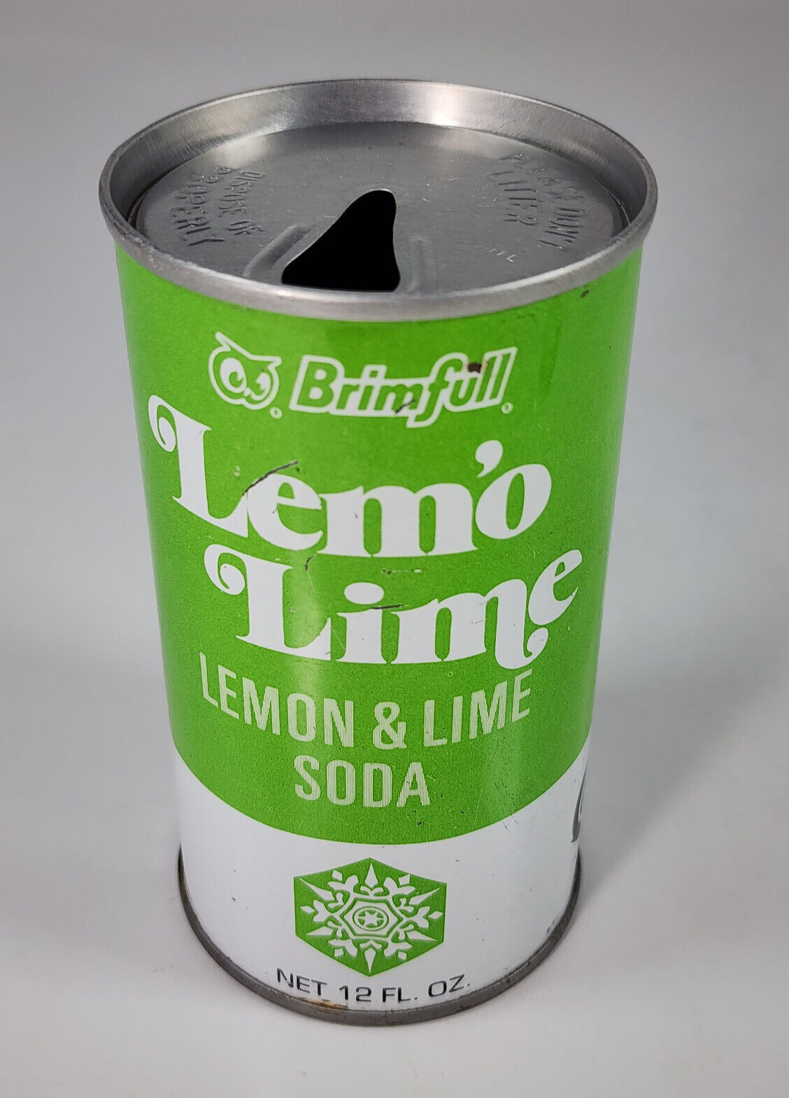 Vintage Brimfull Lem'o Lime Lemon Soda Pop Can Straight Steel Red Owl Hopkins MN