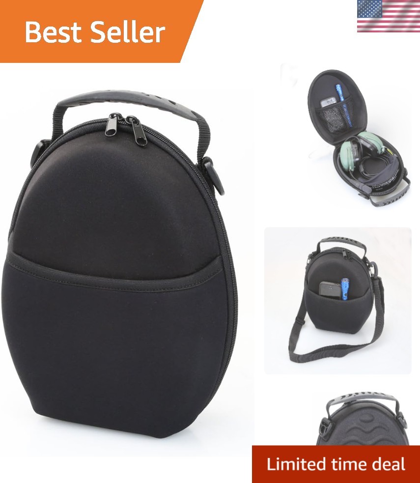 Versatile Soft-Shell Case for Aviation Headsets and Headphones - Black