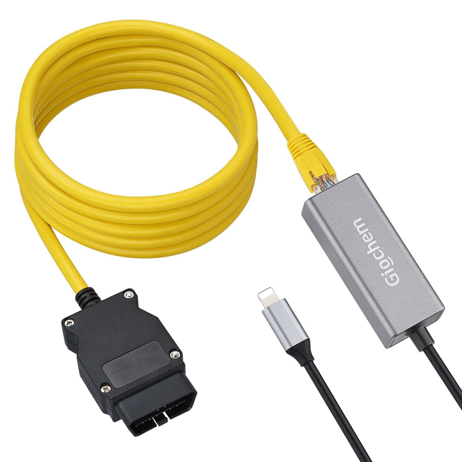 Giochem Enet OBD2 RJ45 Cable,Ethernet 6.6ft/2M Cable, Yellow