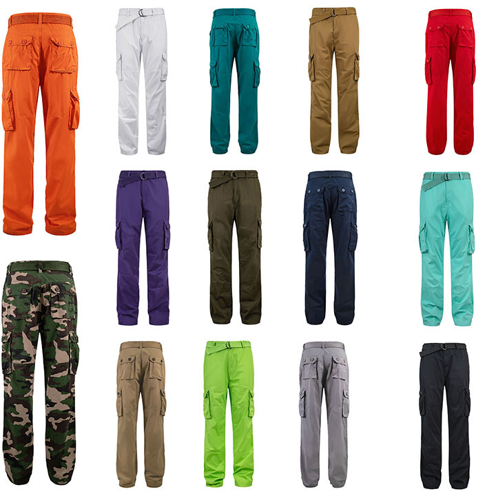 Men's Essential Trousers Multi Pockets Washed Twill Work Cargo Pants     41342EY