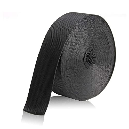 1 Inch Wide 10 Yards Black Nylon Webbing Strap，Polypropylene Black-1 inch