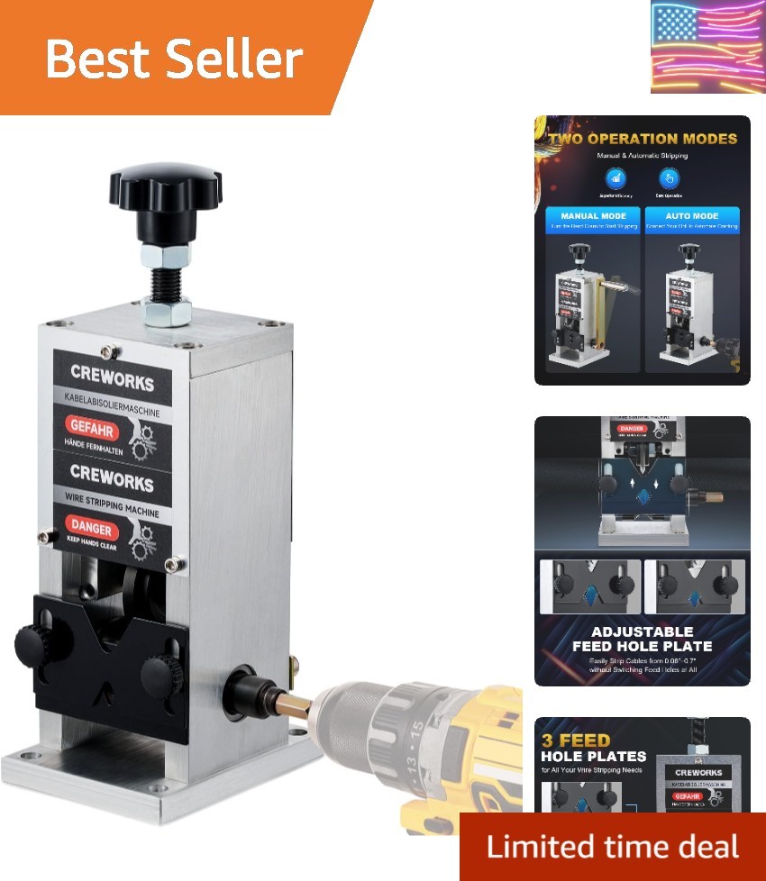 Effortless Wire Stripping - 0.06" to 1" Manual Cutter with Drill Compatibility