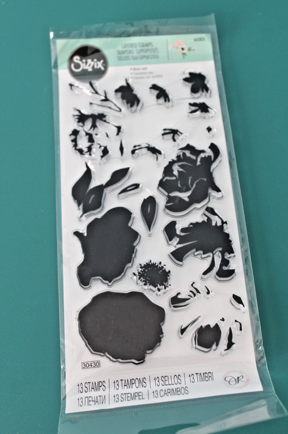 Sizzix Layered Clear Stamps Set 13 Piece Watercolor Bouquet 665835 New