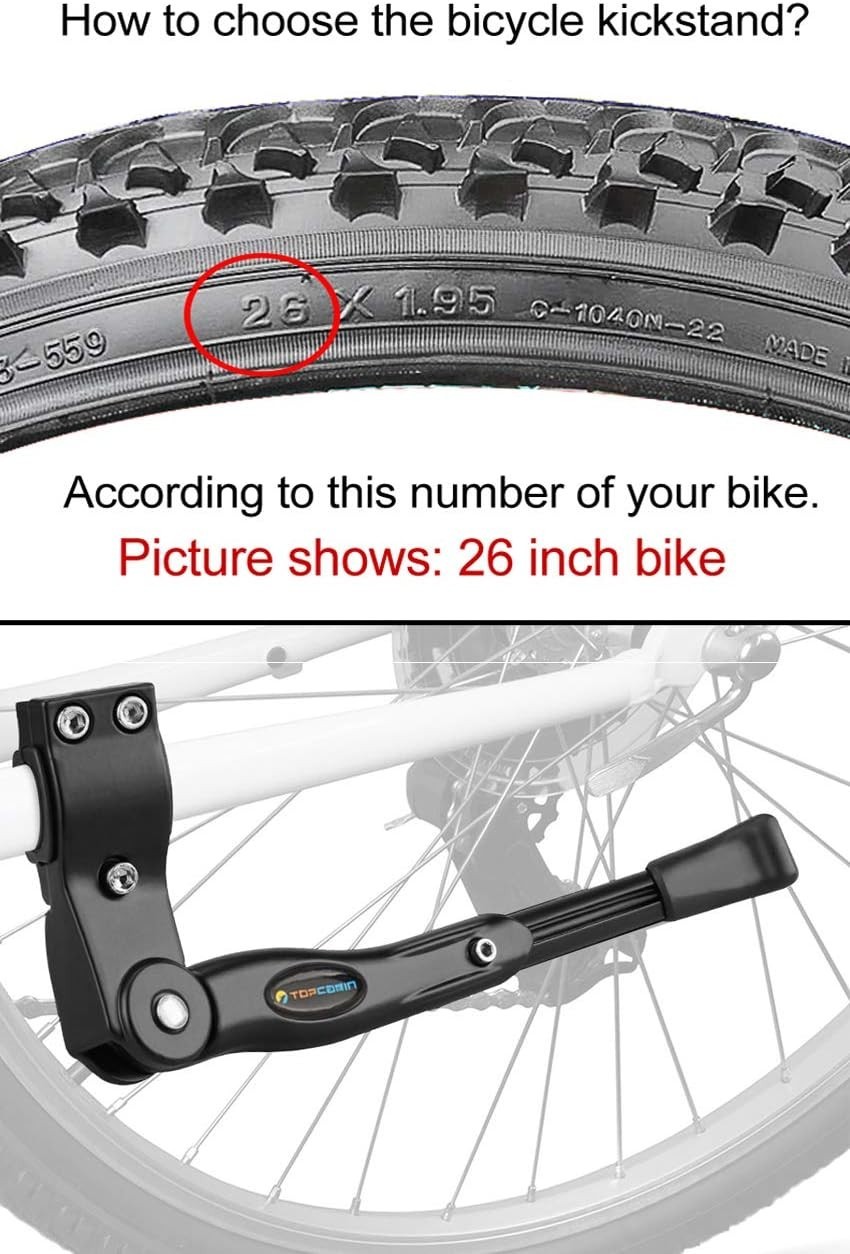 Universal Black Aluminum Kickstand for 22-28" Bikes - Rust-Resistant & Durable