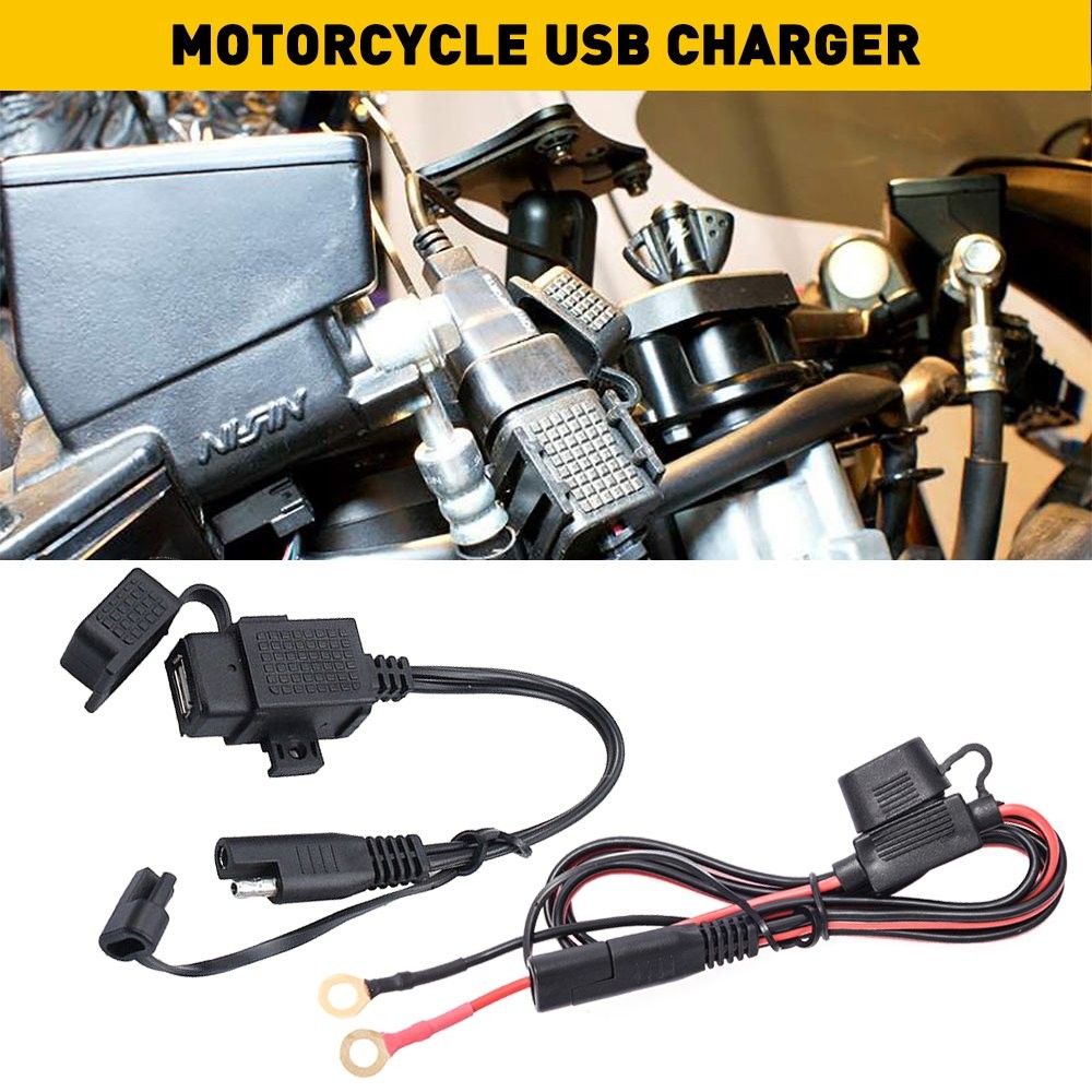 Motorcycle SAE to USB Adapter Cable 2.1A Phone GPS Charger USB Outlet Waterproof