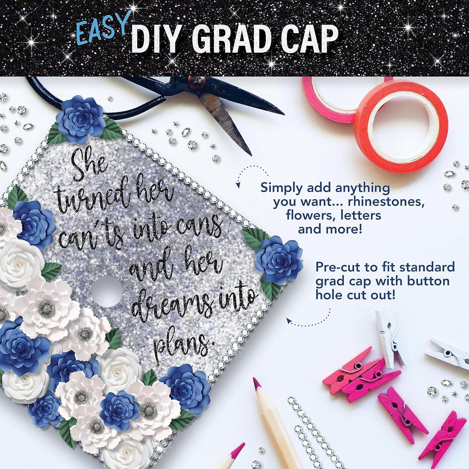 Glitter Heavyweight Premium Construction Paper for Grad Caps 4 Sheets DIY Gra...