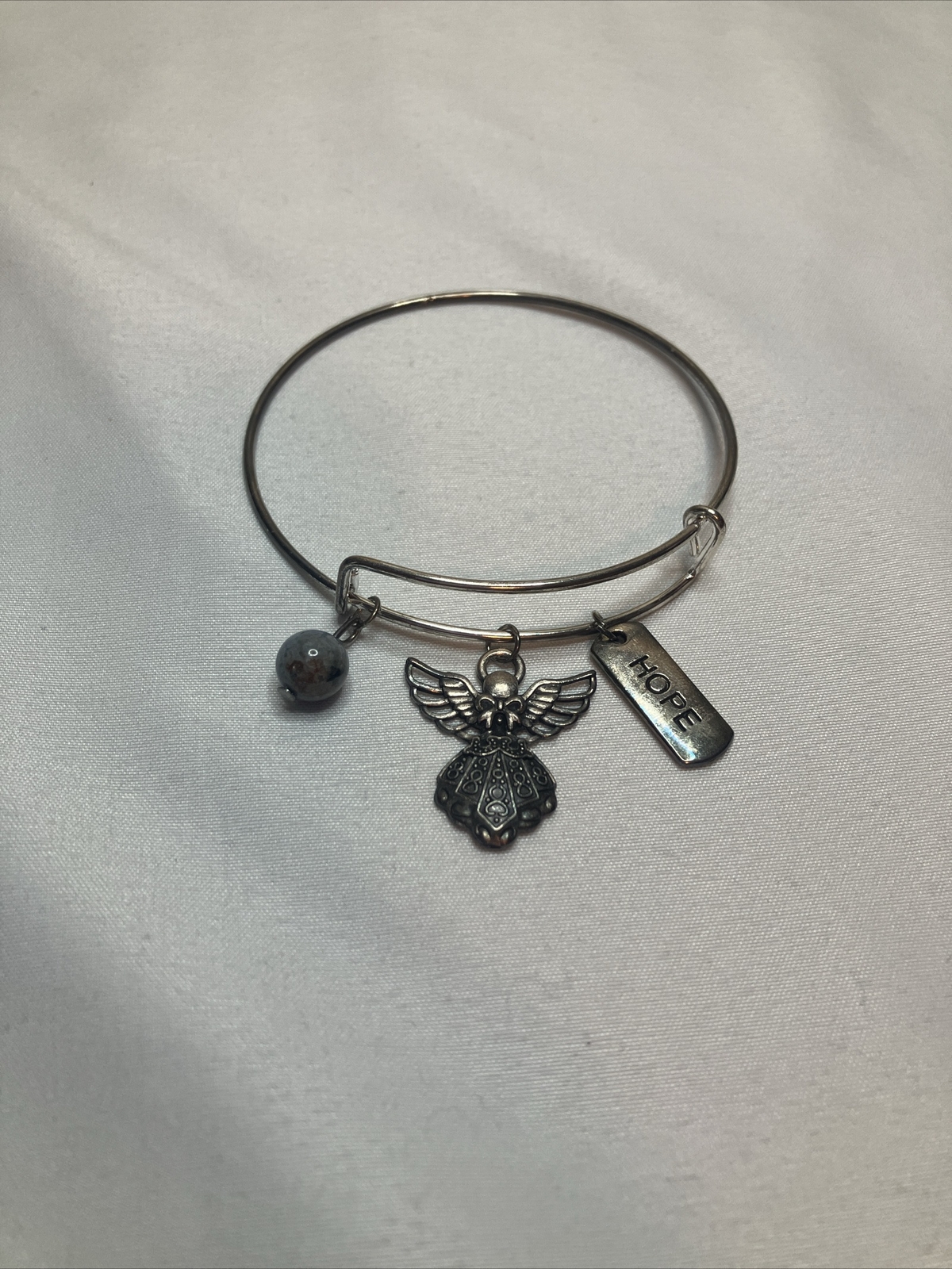 Guardian Angel "Hope" Silver Charm Bracelet Jewelry Fashion Handmade Adjustable
