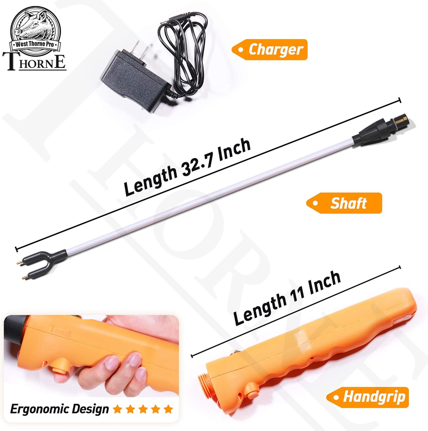 Cattle Prod, Waterproof Cattle Prod Stick with LED Light, Livestock Prod for Mod